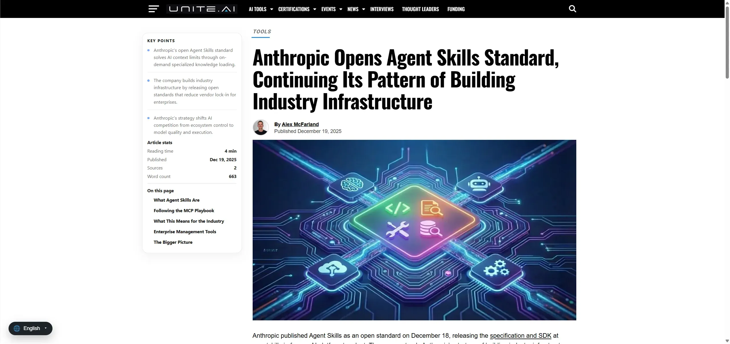 Unite.AI article about Anthropic's strategic pattern with the Agent Skills and MCP open standards